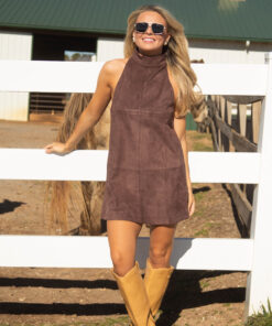 velvet latte suede mini dress