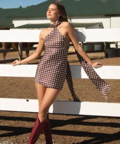 scarf to it satin polka dot mini dress