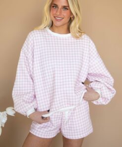 check to it gingham set - pink