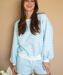 check to it gingham set - blue