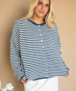 beat of your heart cardigan - denim stripe